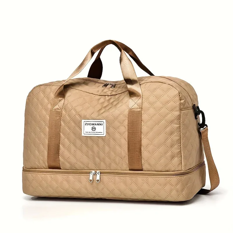 sac de sport de luxe, sac à main de grande capacité, initié et sac fourre-tout à bandoulière avec séparation de support sec, poches latérales pour touristes, voyage, salle de sport