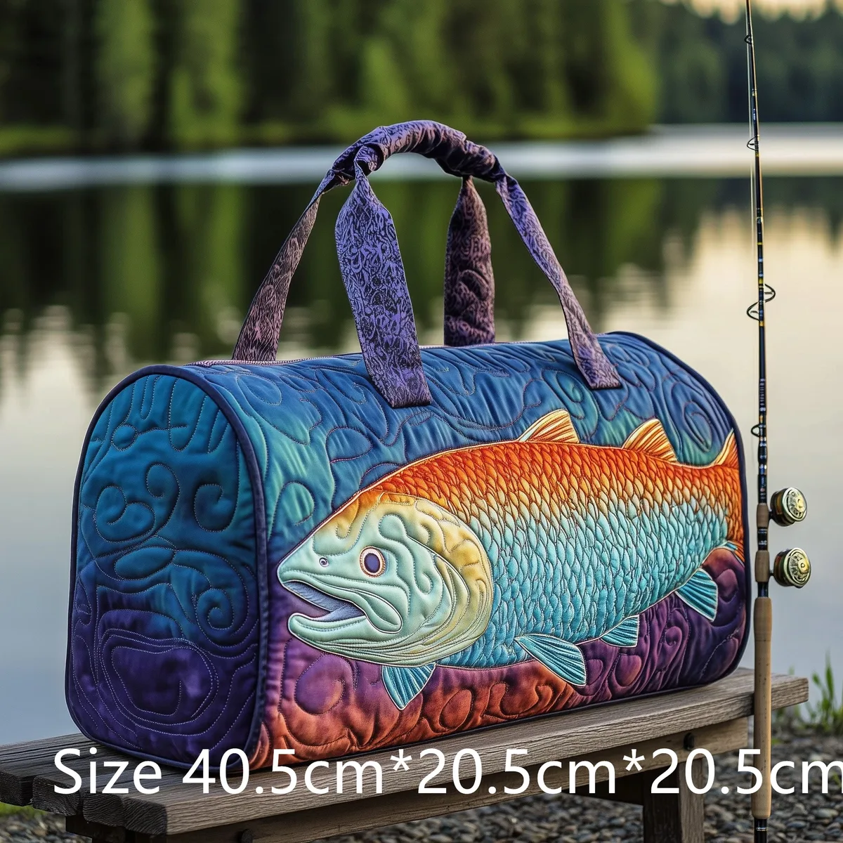 sac de voyage matelassé pour la pêche à la truite, sac de sport imperméable pour l'extérieur avec imprimé poisson 3d, sac de week-end pour le camping, cadeau pour pêcheurs