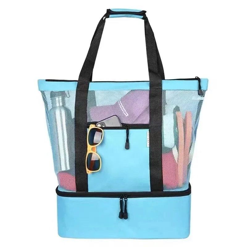 sac à main en maille de plage pour femme, sac de plage de natation pour femme, sac de voyage de grande capacité, sac de rangement portable, sac à main multifonction