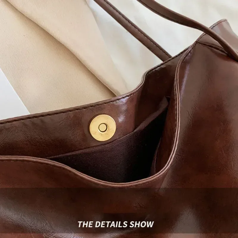 sac fourre-tout pour femme, pochette sous le bras tendance, grande capacité, sac à bandoulière en cuir pu souple, sac rétro à porter en travers du corps, sacs seau décontractés et portables