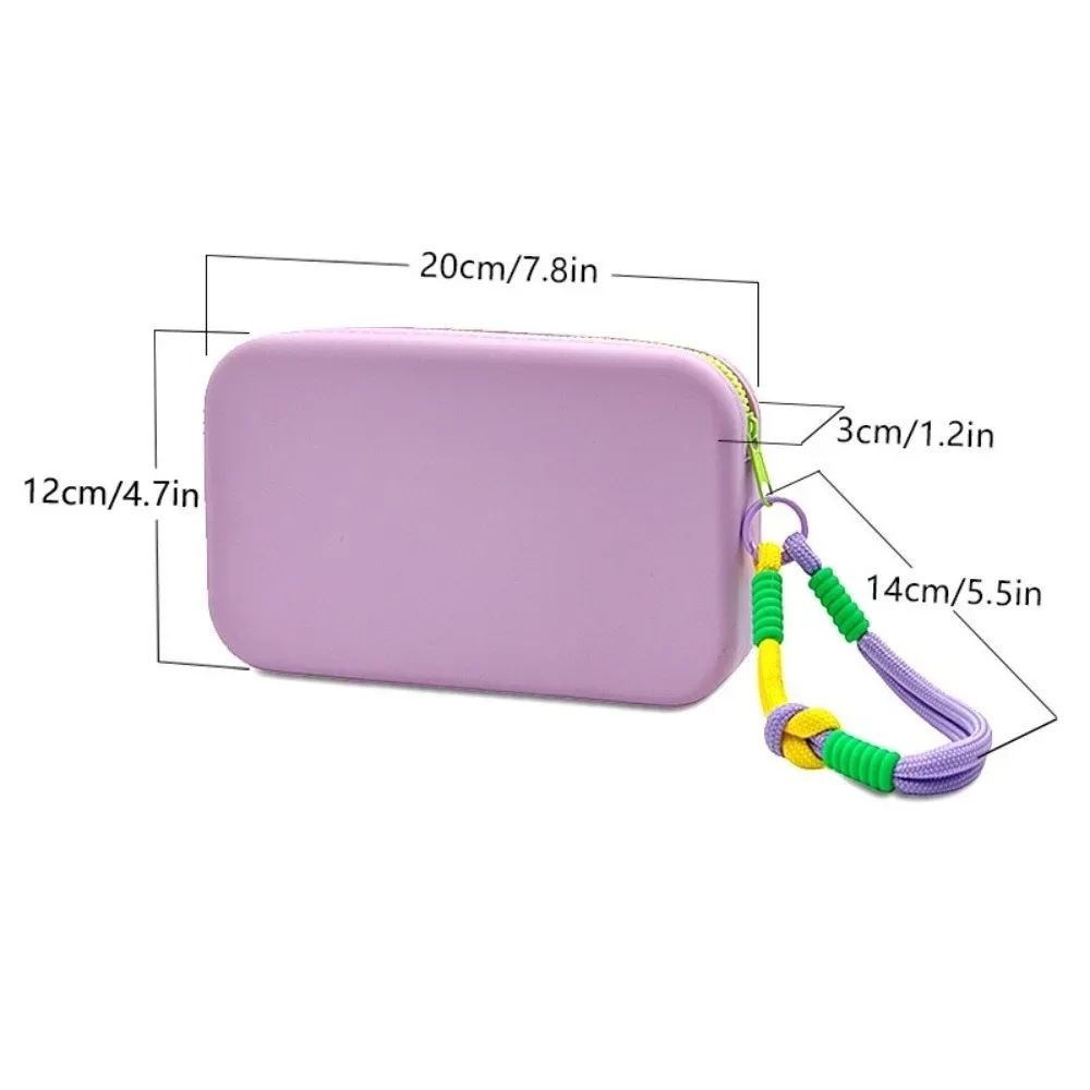 pochette de maquillage en silicone carrée, grande capacité, étanche, avec fermeture éclair, sac de rangement pour écouteurs et clés pour femmes et filles