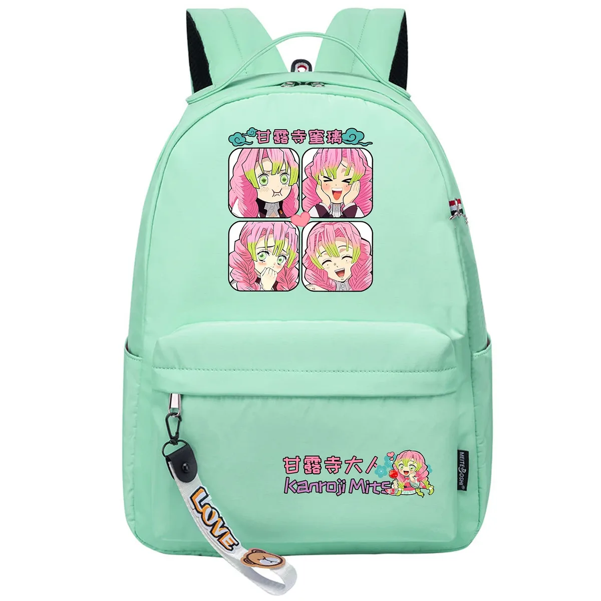 sacs d'école anime kanroji mitsuri kawaii, sac à dos de jour de dessin animé pour femmes, sac à dos de voyage rose, petite épaule pour ordinateur portable
