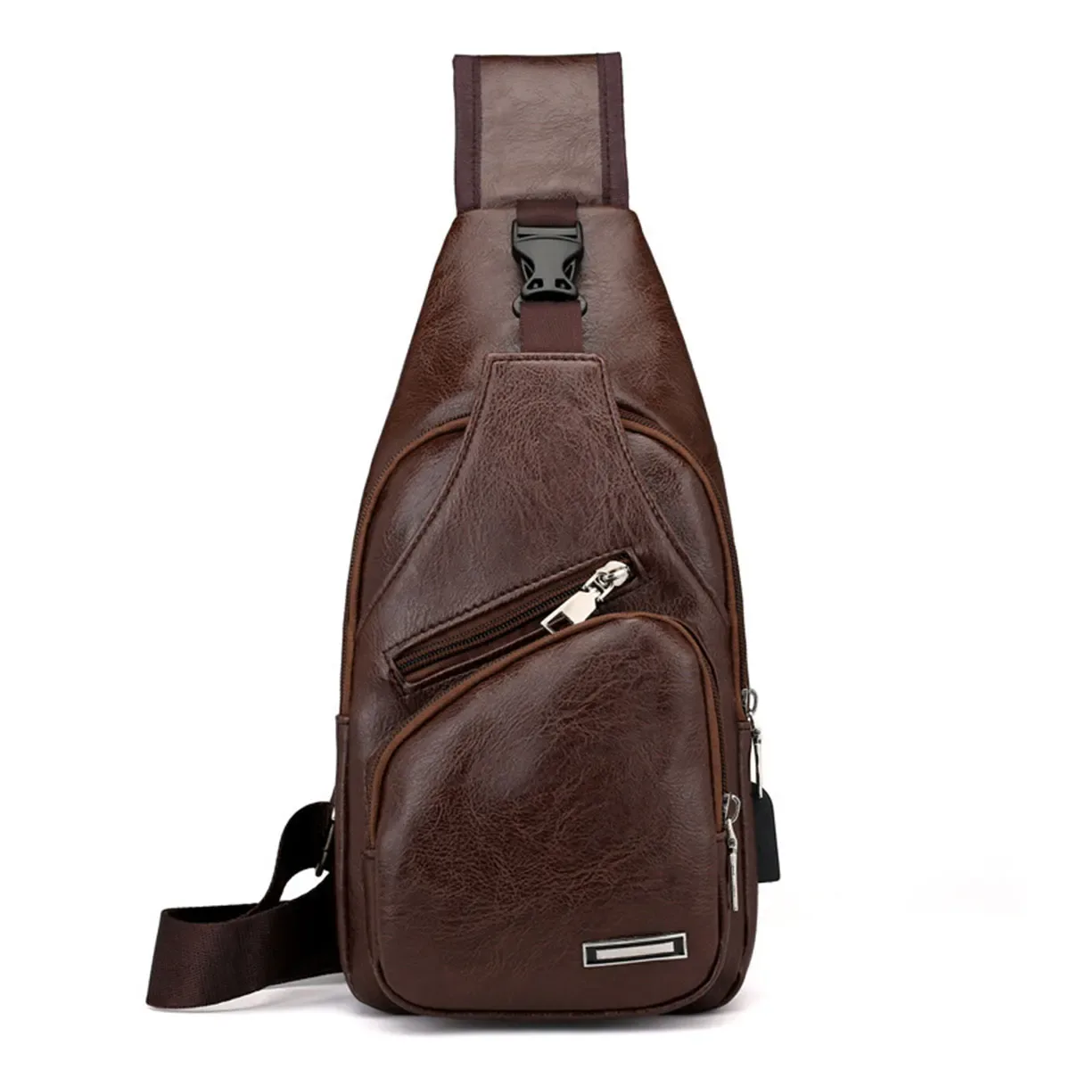 nouveau sac à bandoulière décontracté pour homme, sac de poitrine grande capacité pour sports de plein air, sac bandoulière multifonctionnel en pu pour homme