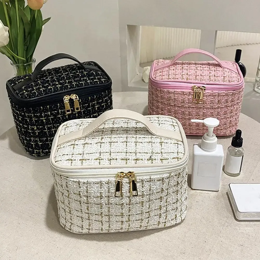 sac à cosmétiques de grande capacité pour femmes, sac de maquillage portable, sac de rangement à la mode, organisateur de toilette à main, sac de voyage