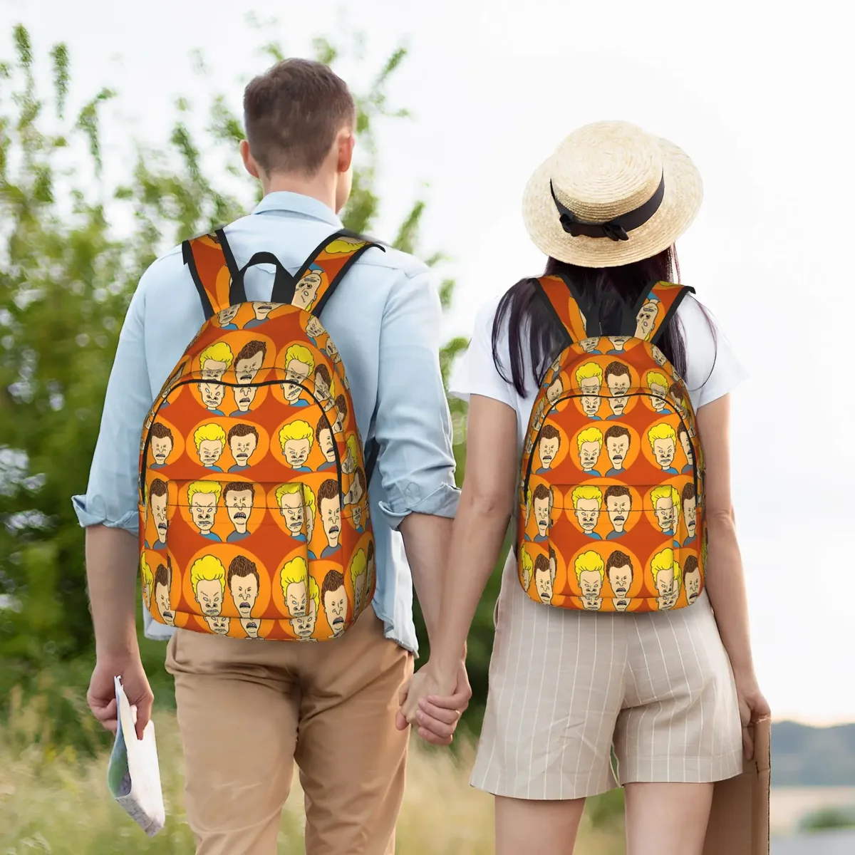 sac à dos vintage portable pour la rentrée scolaire, motif animé beavis et butt-head, pour hommes et femmes, sac pour ordinateur portable