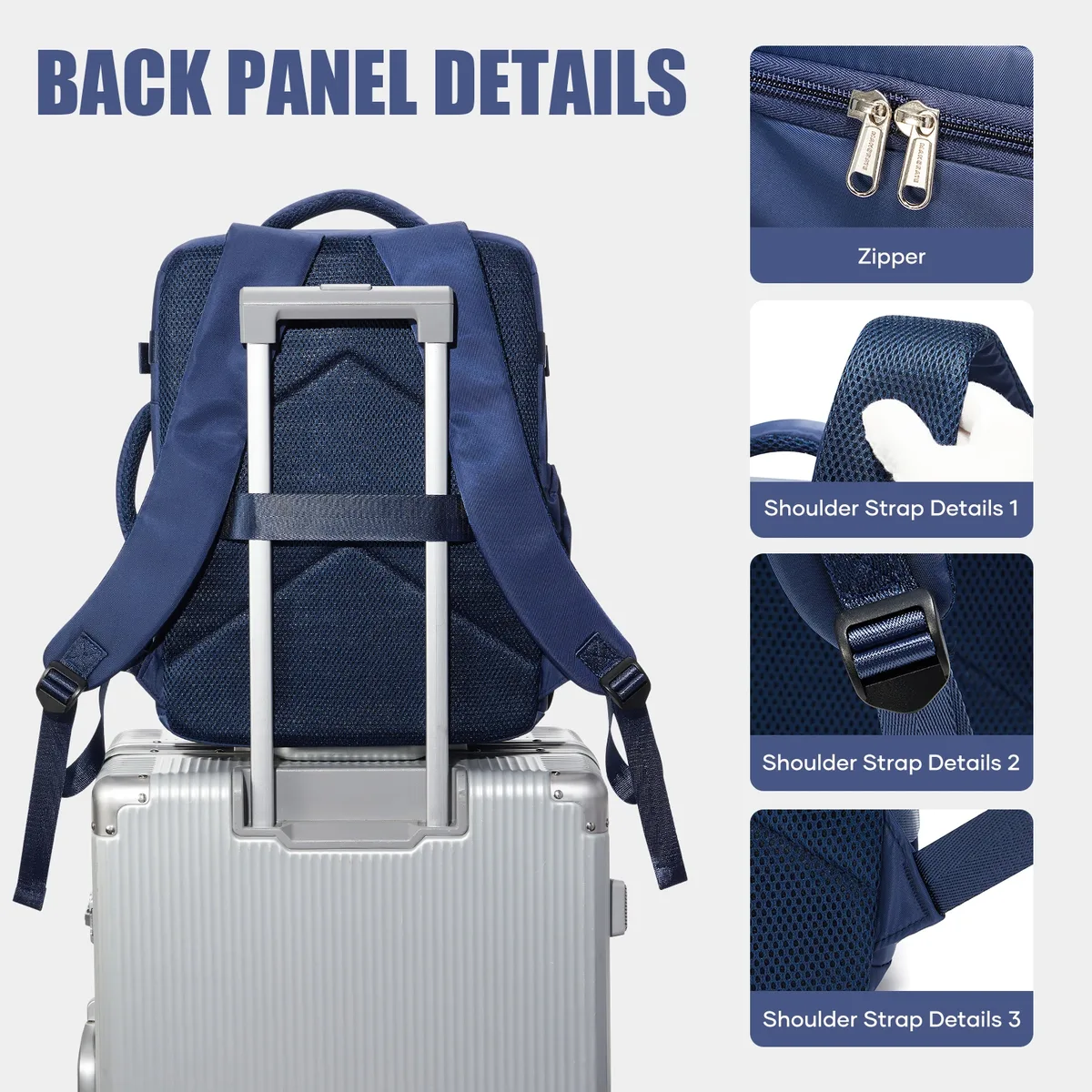 sac dos nylon bleu marine décontracté compartiments multiples poche limon ceinture air sangles ajustables ultra léger voyager école