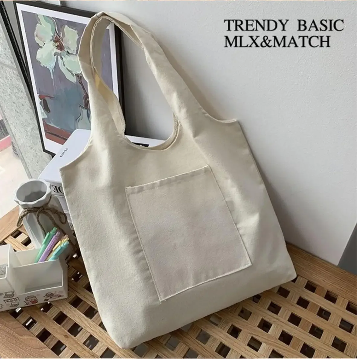 sac fourre-tout en toile de grande capacité, nouveau style, sac à bandoulière pour étudiant, niche artistique, sac de shopping en toile