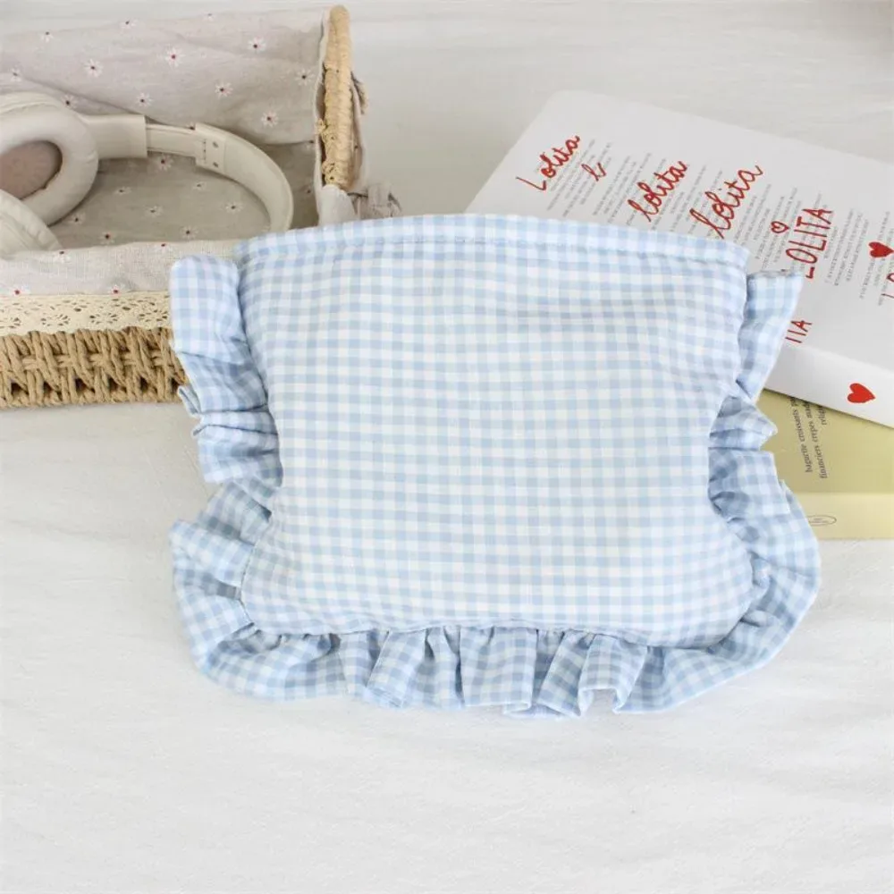 trousse de maquillage à volants et à carreaux durable grande capacité pochette cosmétique portable sac à main zippé maison & voyage