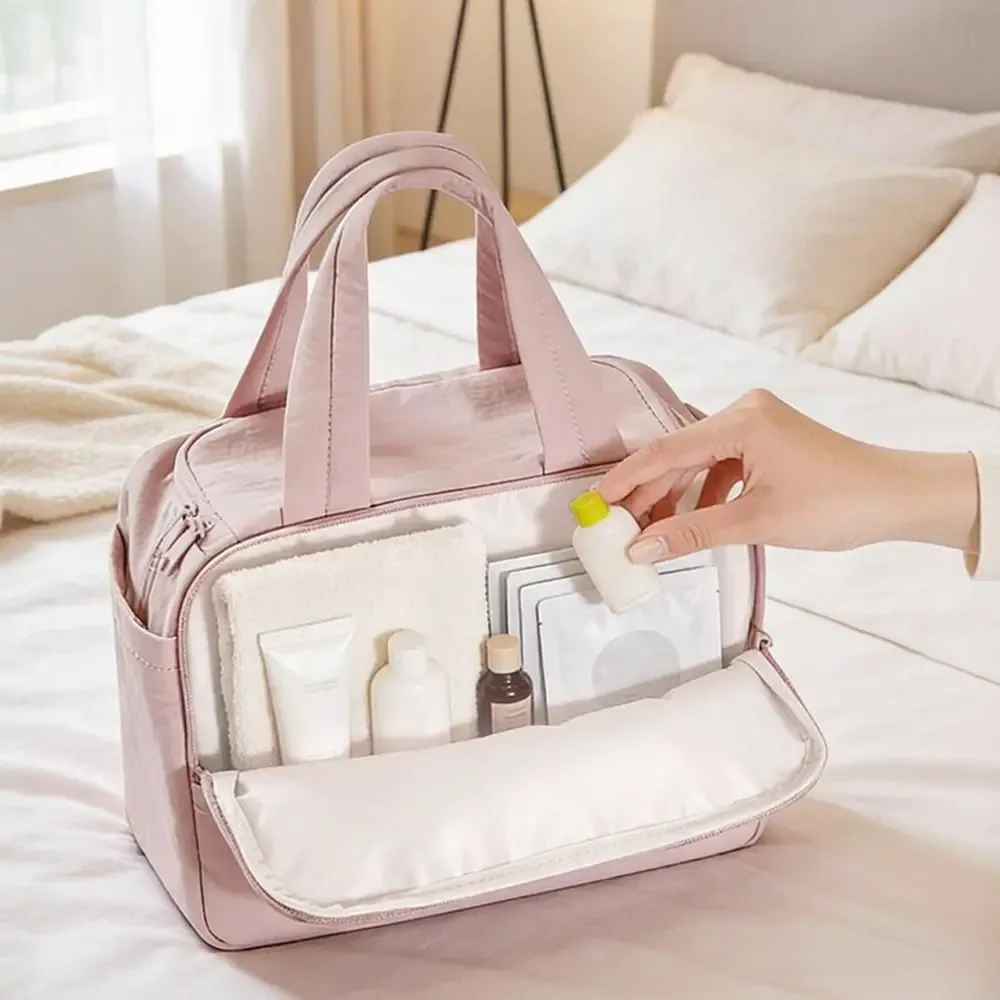 trousse de toilette de voyage grande capacité, séparation sec-humide, étanche, pochette cosmétique portable, séparateurs réglables, multi-compartiments