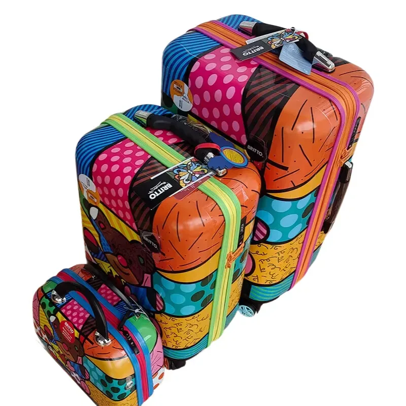 bagage léger pour femme avec motif cœur – roulettes pivotantes silencieuses, serrure tsa et boîte de maquillage, valise trolley élégante pour voyage