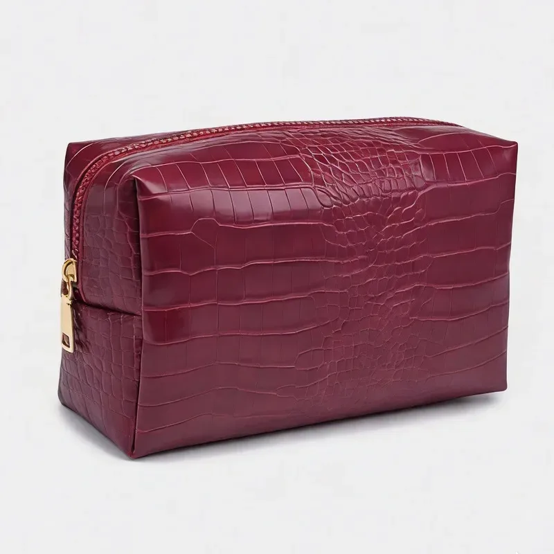 grande pochette de rangement pour cosmétiques imperméable à fermeture éclair, nouvelle mode, en cuir pu crocodile, sac à cosmétiques pour femmes