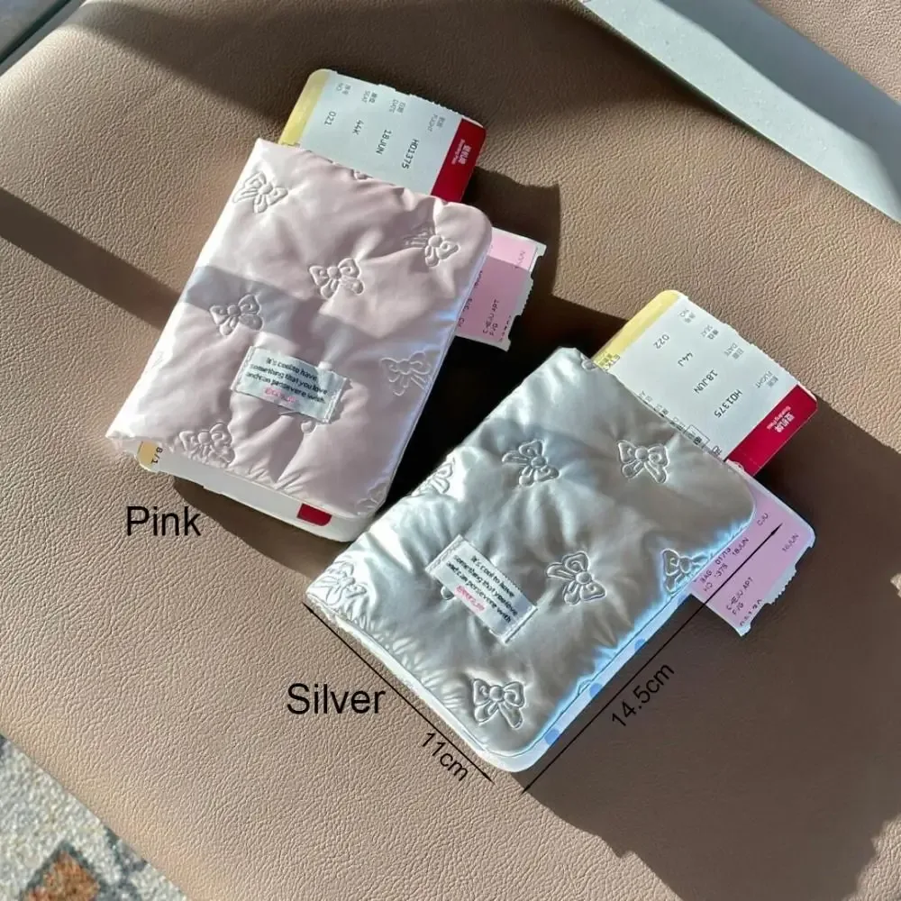 housse de passeport créative rose argentée en pu, multifonctionnelle, pour certificats, accessoires de sac de passeport, porte-cartes avec nœud papillon