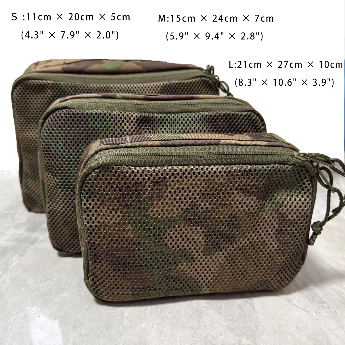 ensemble de 3 trousses de toilette en nylon camouflage suisse taz16 personnalisées | organisateur de voyage pour articles de toilette et cosmétiques
