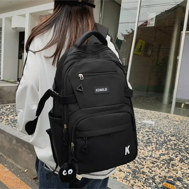 sac à dos en nylon imperméable pour filles, cartable de grande capacité, sacs à dos pour ordinateur portable pour documents solides, sac initié aux voyages en plein air, mode simple