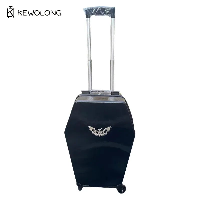 valise de voyage gothique sombre en forme de cercueil, 20 pouces, coque rigide, 4 roues, valise trolley unique pour halloween et cosplay