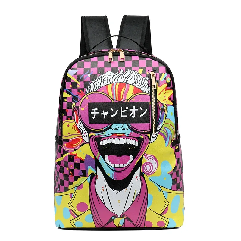 mode hommes et femmes pu graffiti grande capacité sac à dos étudiant sac à dos sac de voyage mochila mochilas de hombre sac d'école