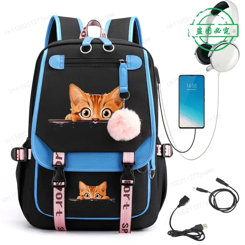 sac à dos kawaii chat de dessin animé tendance anime pour adolescentes et adolescents, sac d'école, sac de voyage pour ordinateur portable