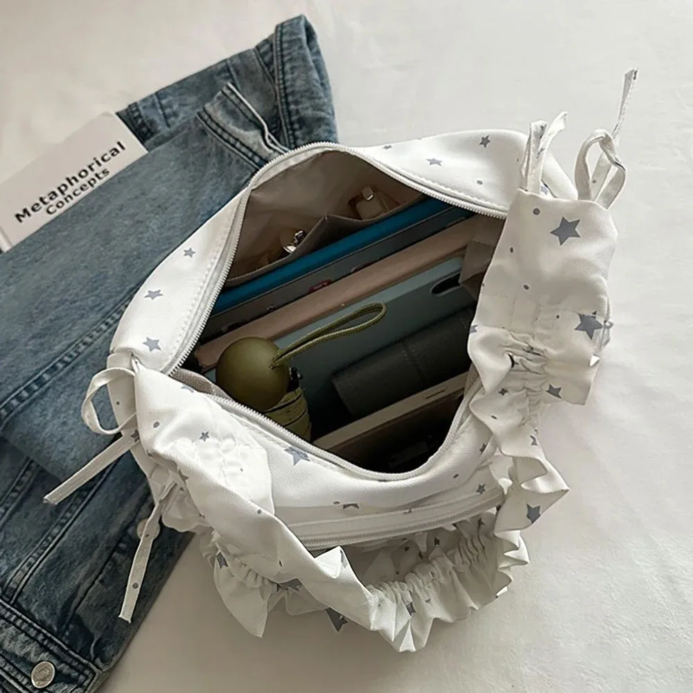 sac à bandoulière transparent à motif étoile avec volants, pochette ita, sac hobo, sac de collection pour fans, sac à main avec fenêtre transparente pour cartes photo