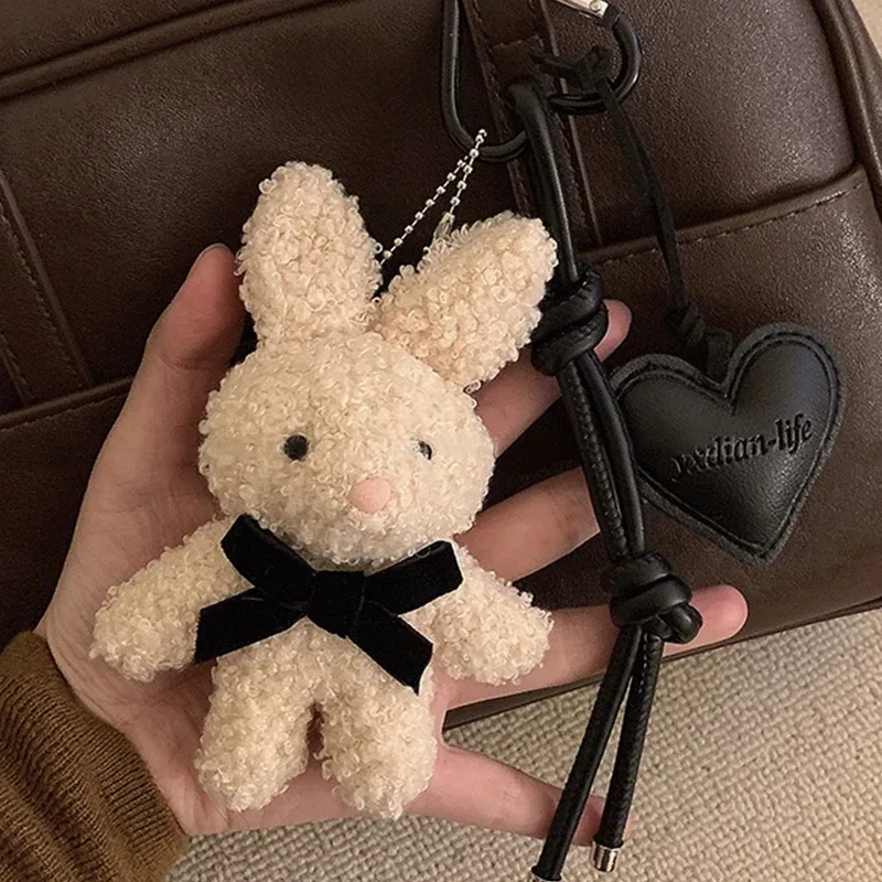 porte-clés lapin en peluche kawaii y2k, mignon lapin en peluche, pendentif pour sac à dos