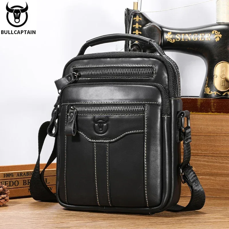 bullcaptain – sac à bandoulière en cuir véritable pour hommes, sac d'affaires pour tablette de 7.9 pouces, sac enveloppe portable multifonctionnel