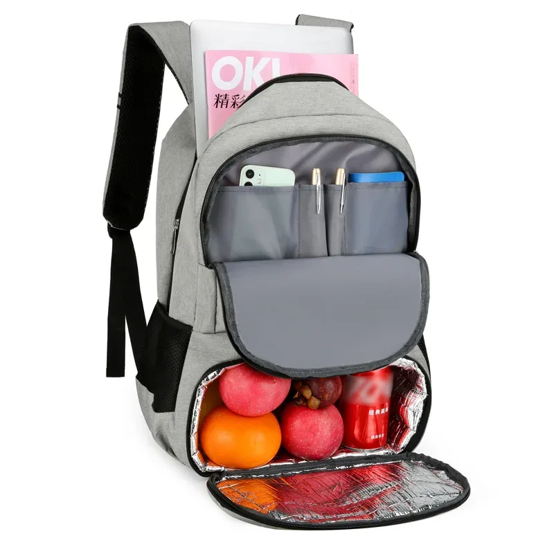 sac dos oxford université gris noir isolant aluminium poche zippée transport voyage quotidien use