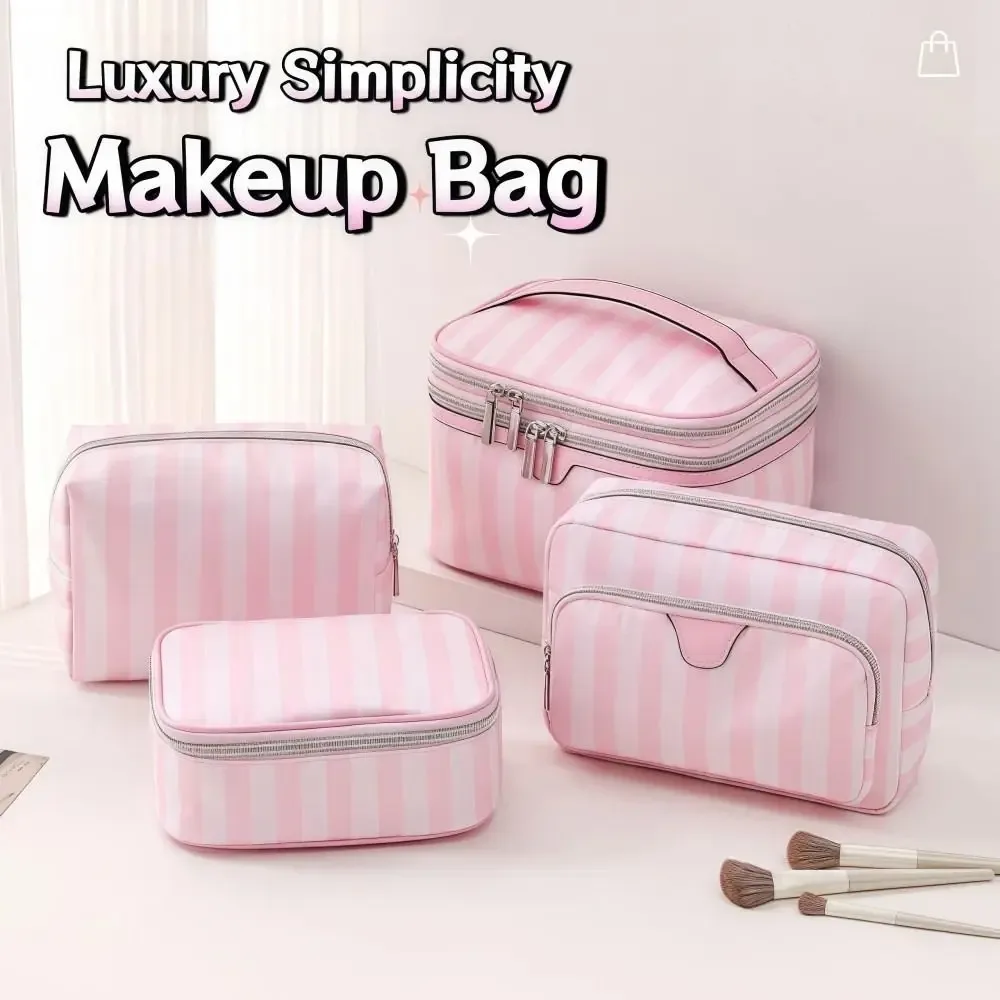 Grande trousse de maquillage portable en tissu Oxford, style minimaliste, sac de rangement cosmétique, design de voyage, sacs de toilette portables
