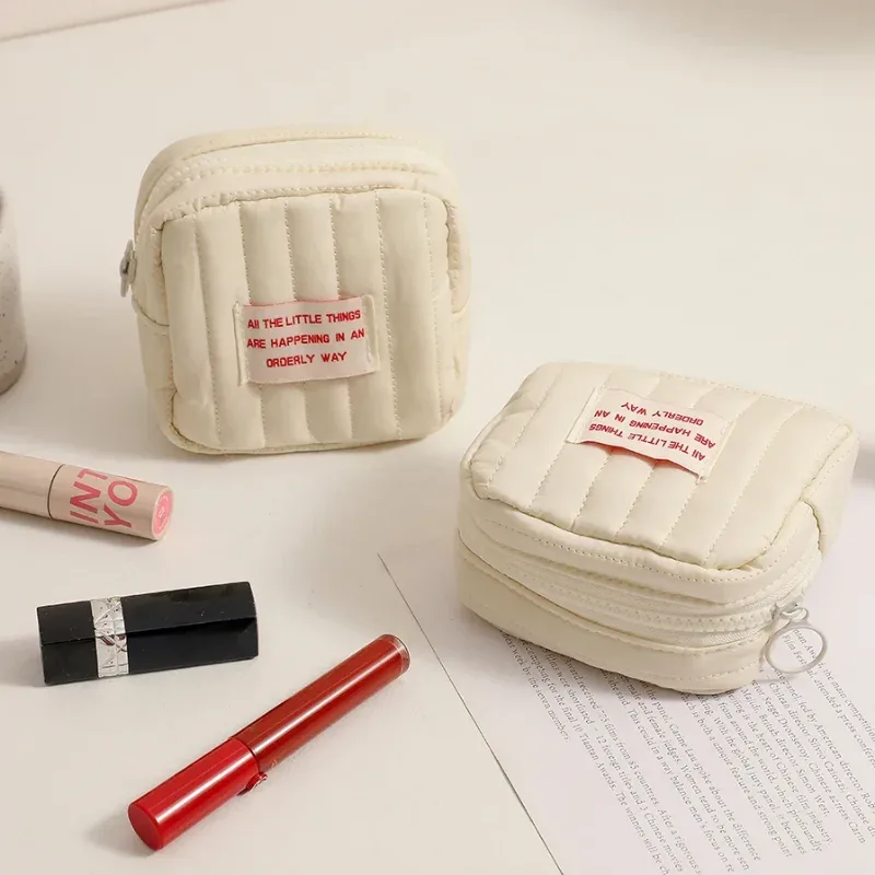 sacs de rangement portables pour rouge à lèvres, petit sac de maquillage carré coréen, petits écouteurs pour étudiants, portefeuille zéro fille, mini sac à cosmétiques
