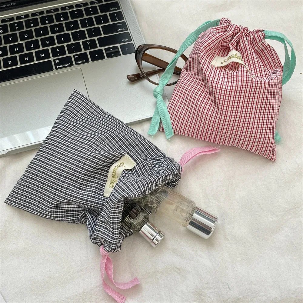 sac de rangement de proximité à carreaux pour femmes, cosmétiques, rouge à lèvres, poudres de stockage, sac de maquillage mignon, cadeau de noël, bonbons, bijoux, évaluation, nouveau