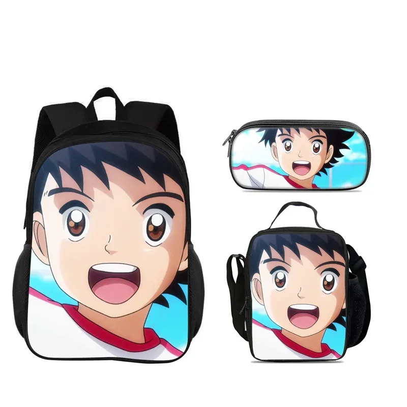 sac dos nylon dessin animé captain tsubasa bleu gris orange format 20 35 litres bandoulière arquée trousse maquillage sac lunch