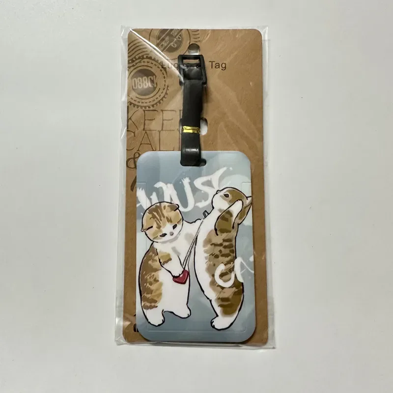 nouvelle étiquette de bagage mignonne en forme de requin et de chat, porte-carte de bus en pvc de dessin animé, housse portable pour valise de voyage, étiquette anti-perte, étiquette d'adresse