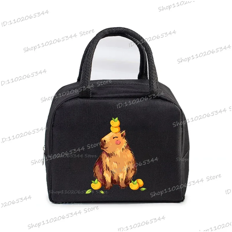 kawaii capybara design boîte à déjeuner sac de rangement femmes dessin animé capybara imprimer portable bento sacs animaux capybara amant sacs à déjeuner