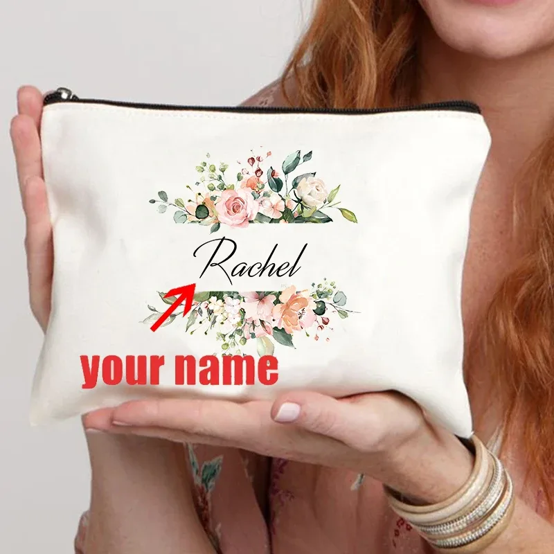 trousse à cosmétiques personnalisée avec nom, meilleur cadeau pour les enseignants de demoiselle d'honneur, femme, sœur, trousse de maquillage personnalisée, trousse de toilette tendance pour femmes
