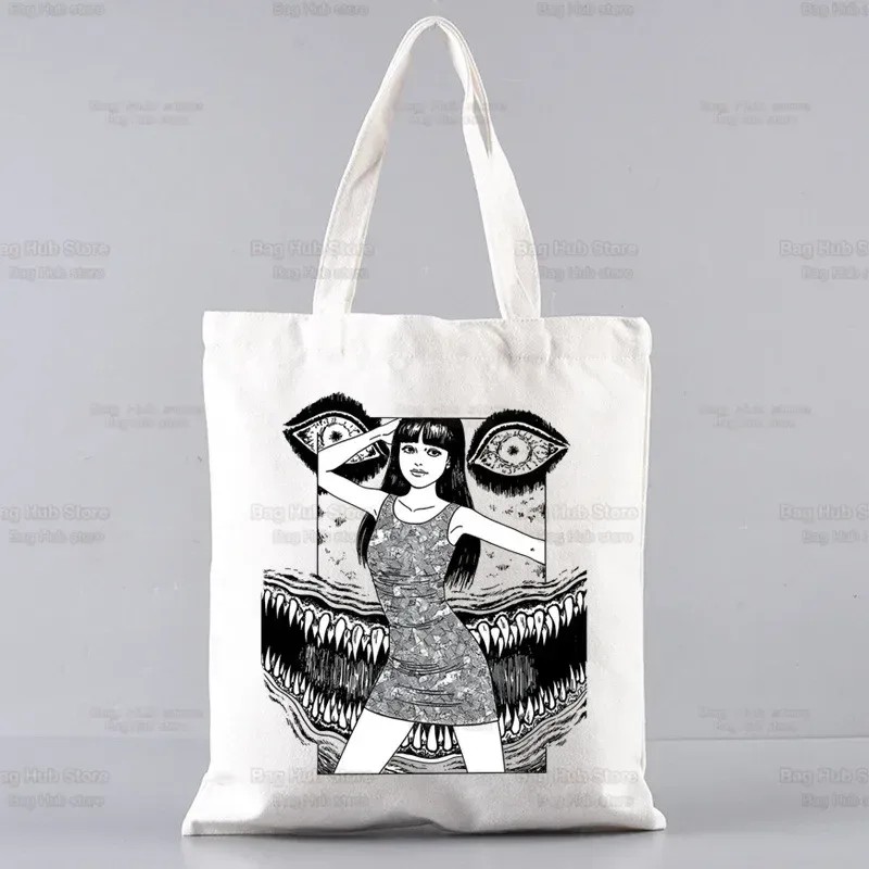 junji ito japonais manga graphique dames sacs à main tissu toile sac fourre-tout shopping voyage femmes eco réutilisable épaule