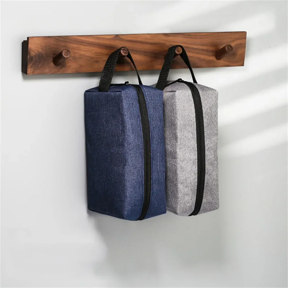 trousse polyester oxford imperméable noir gris bleu voyage cosmétiques maquillage toile boîte sac trousse