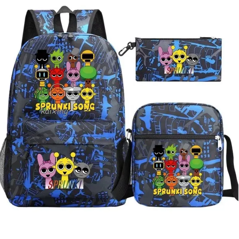 sac dos nylon personnages animés bleu noirs poches latérales ceinture air grande capacité usage voyage