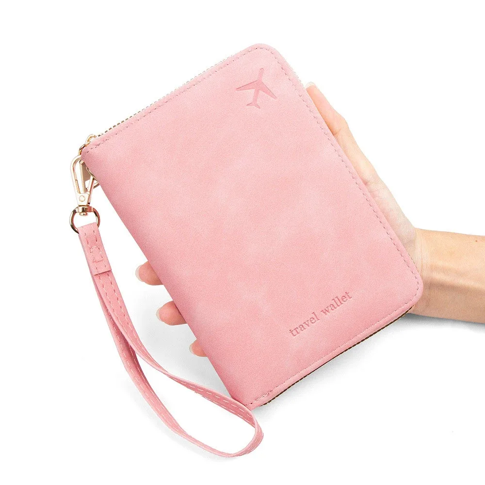 étui de passeport rfid anti-magnétique personnalisé avec fermeture éclair pour voyage, porte-passeport, sac de rangement de documents multifonctionnel