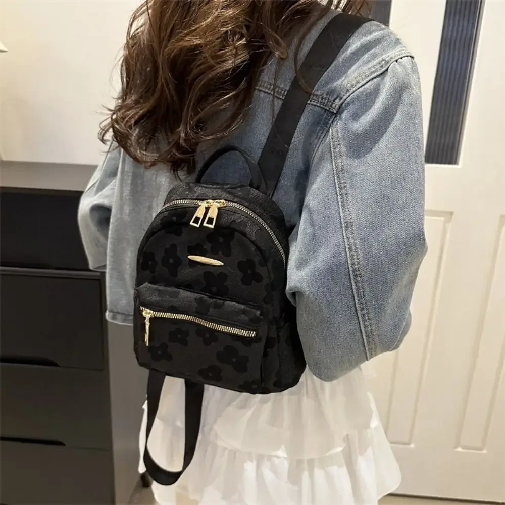 sac à dos mignon en toile à motif floral, sac à bandoulière en cuir pu à motif floral, grande capacité, style coréen, sac d'école pour étudiants, voyage