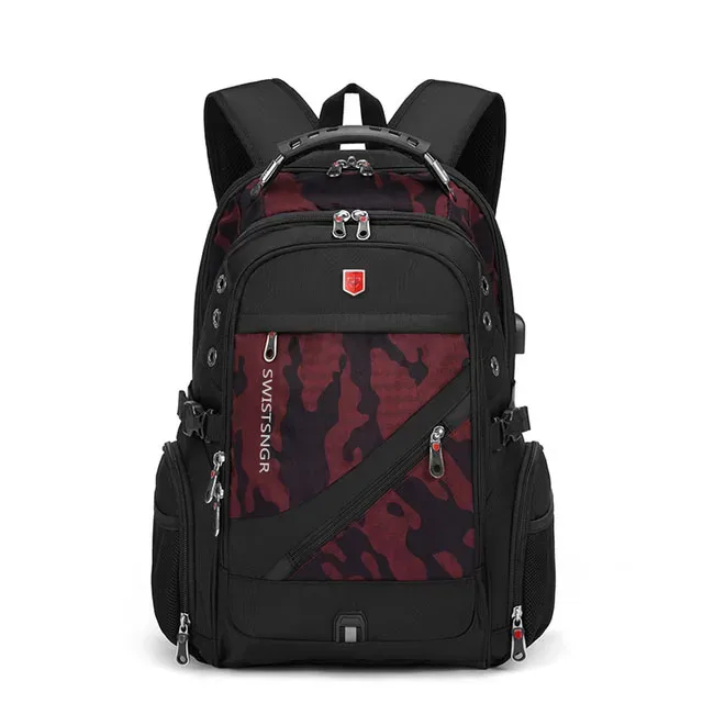 sac à dos étanche pour ordinateur portable 15.6/17.3 pouces, chargeur usb, sac à dos suisse, sac de voyage pour femmes, sac d'école vintage mochila