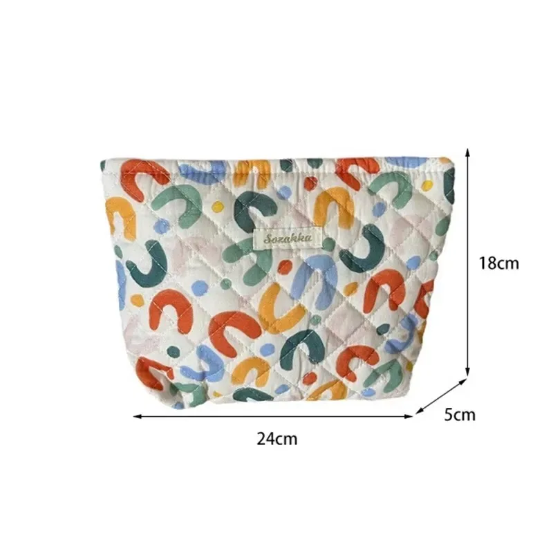 nouveau sac de rangement de fleurs de dessin animé en coton matelassé de grande capacité-sac de toilette de soins de la peau de cosmétiques mignon et portable