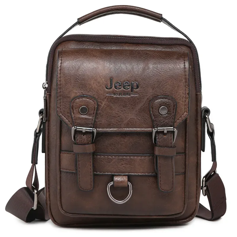 sacs pour hommes de marque jeep, sacs à bandoulière en cuir de haute qualité, marron et noir, pour affaires et loisirs, sacs à main pour ipad de 7.9 pouces