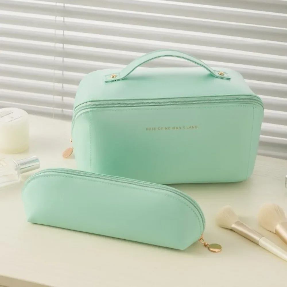sacs à cosmétiques en pu, grande capacité, lavables, en cuir pu, trousse à crayons imperméable, fournitures de papeterie scolaire
