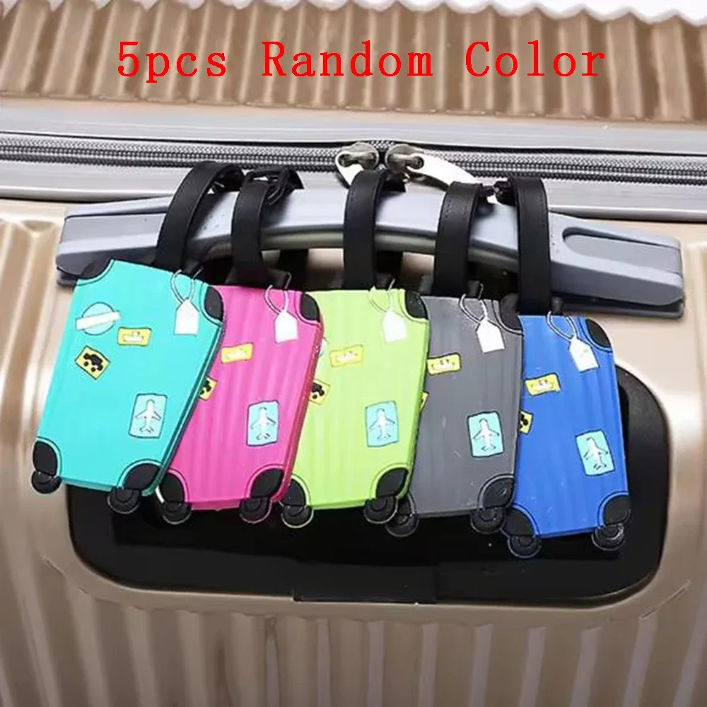 étiquettes de bagages en caoutchouc souple, étiquettes de valise, étiquettes d'identification de bagages de voyage, étiquettes anti-perte s004023, 5 pièces