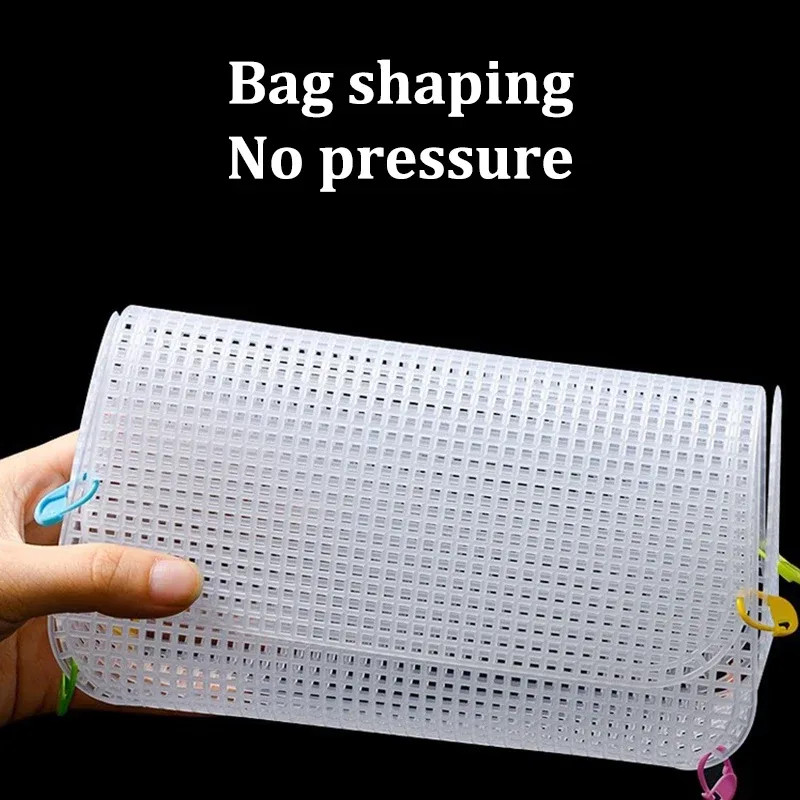 kit de sac à main transparent en toile plastique maille, sac à bandoulière en tricot, sac en plastique fait à la main, pièce de fil, accessoires de bricolage, sac à crochet