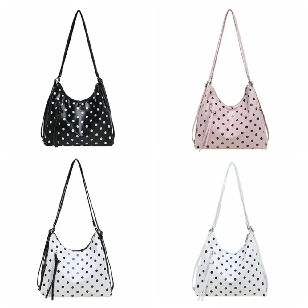 sac à bandoulière en cuir pu à pois, grande capacité, sac à dos, sac fourre-tout léger, sac sous le bras, sac seau, sac de travail