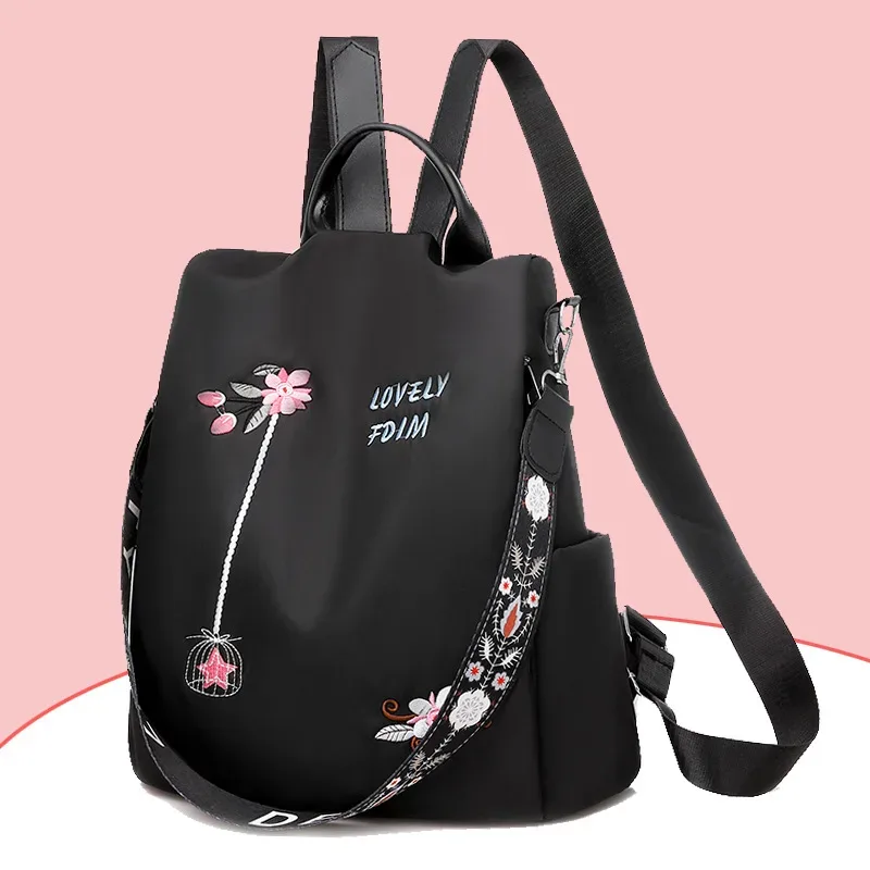 sac à dos oxford étanche pour femmes, sac à dos brodé de grande capacité, sacs de voyage, nouveau sac d'école pour étudiantes, sac à dos décontracté pour dames