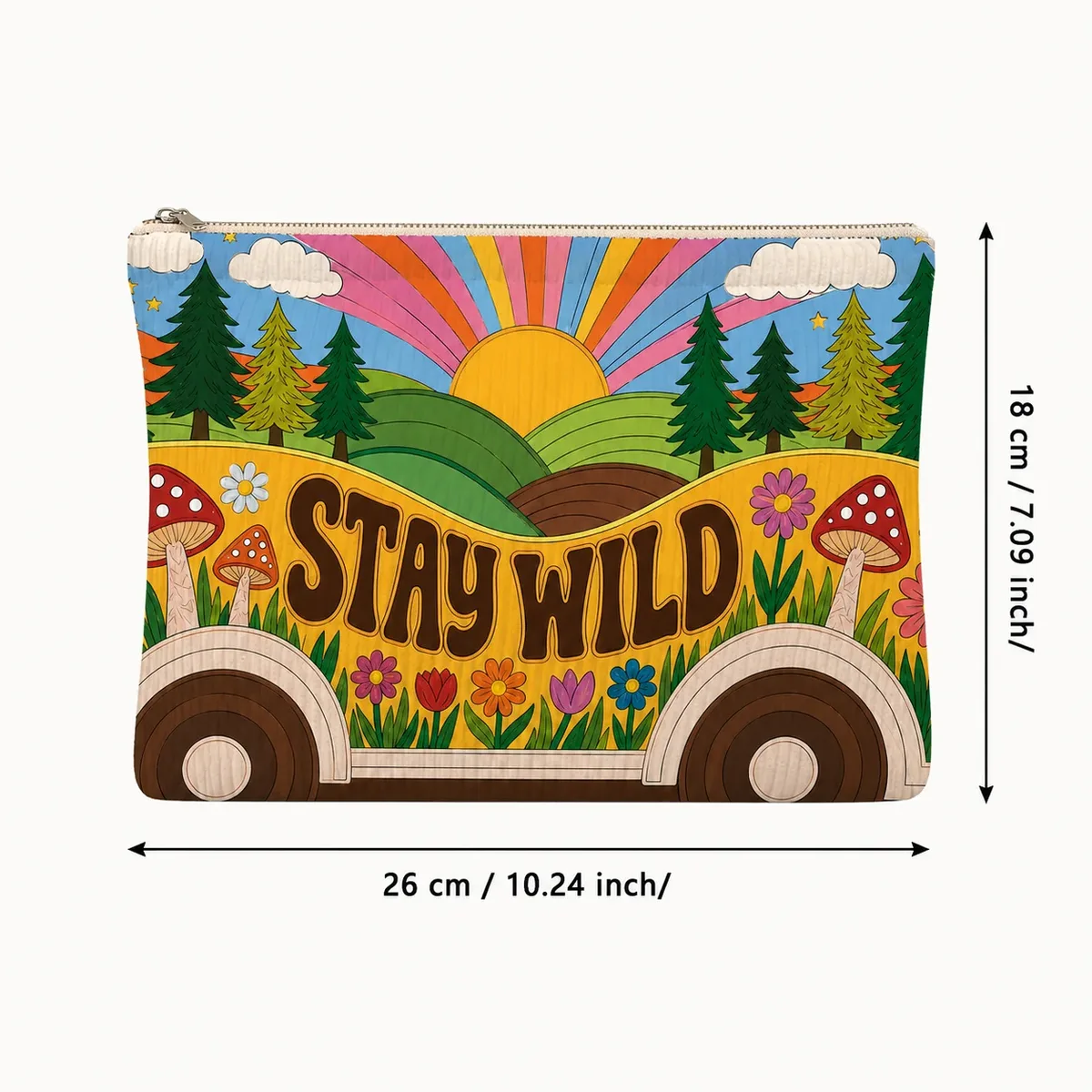 trousse de toilette de voyage rétro imprimée, organiseur de maquillage portable, étui de rangement pour produits de beauté, sac à main stay wild pour les vacances