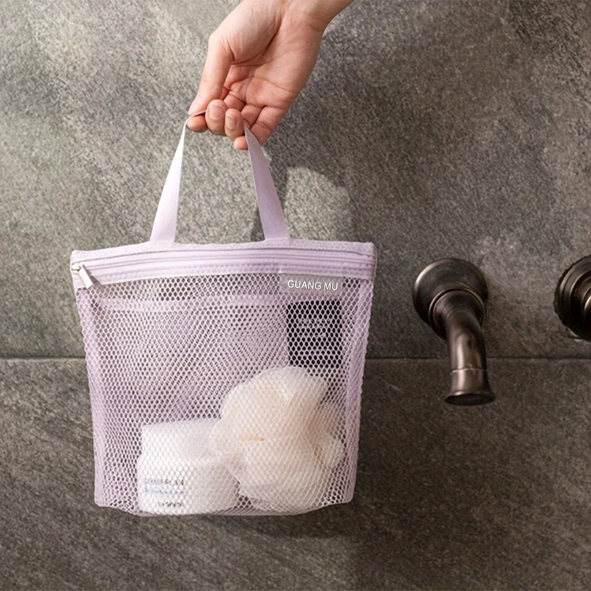 sac de maquillage en maille portable, imperméable, sac de toilette de voyage, respirant, séchage rapide, pochette organisatrice de cosmétiques pour salle de bain et salle de sport