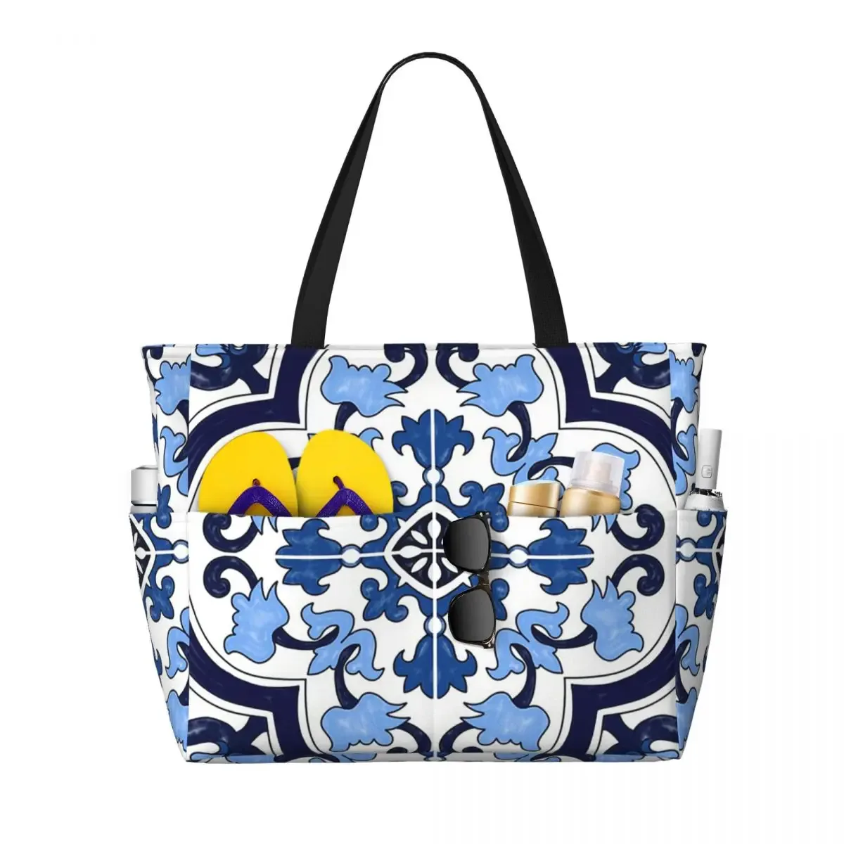 carreaux siciliens, méditerranéens, mosaïque, limons, sac fourre-tout de plage, sport, gymnastique, yoga, grand fourre-tout, sac de voyage pour femmes, sac de fitness