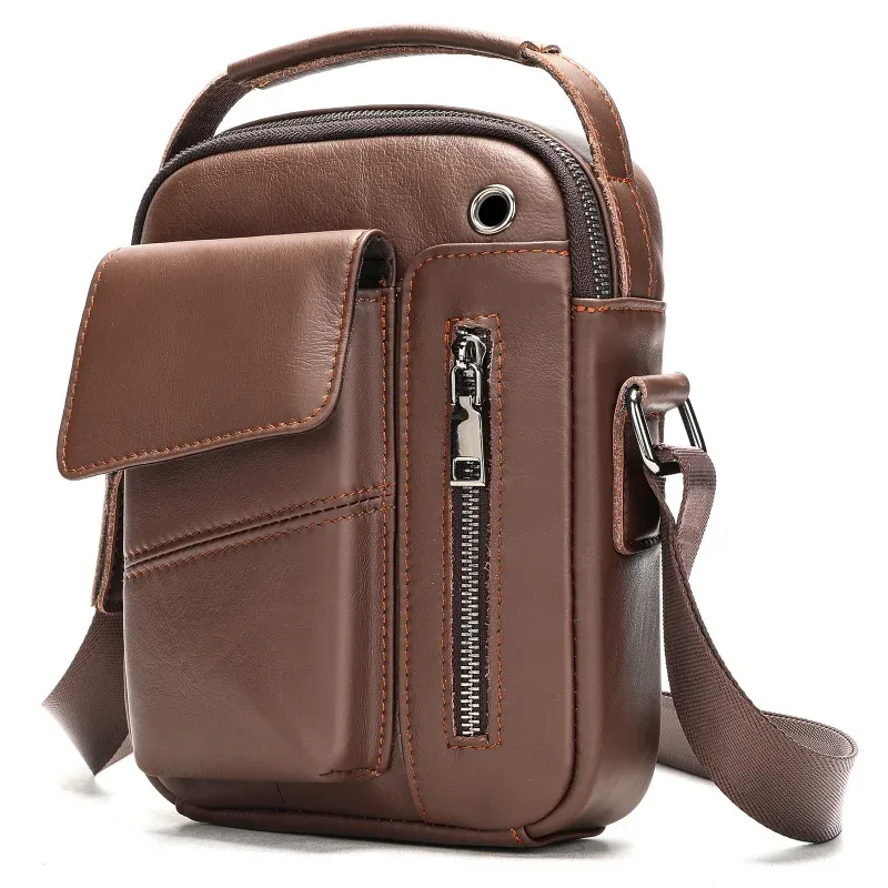 nouveau sac à bandoulière en cuir de vache pour hommes décontracté grande capacité sac à bandoulière pour hommes