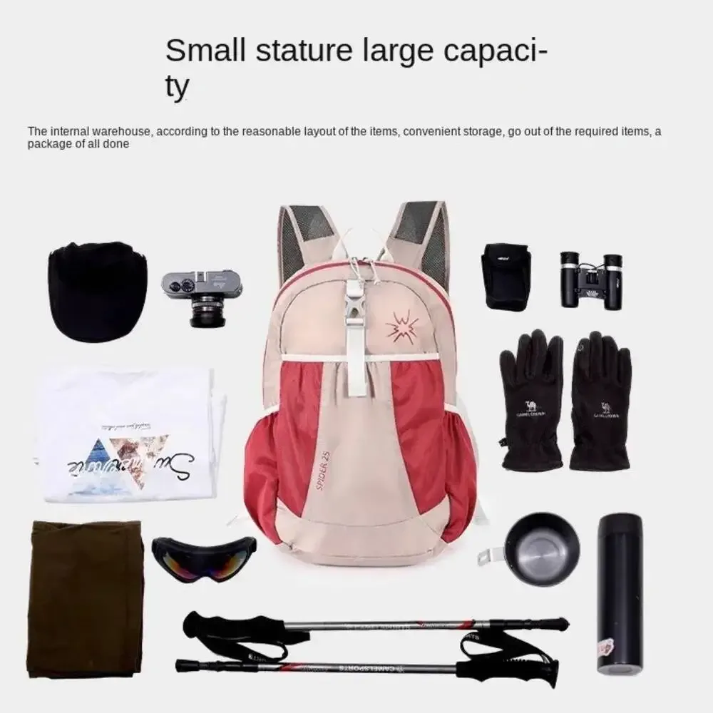 sac dos polyester gris clair rouge vif étoile stylisée pliable compact normcore minimaliste voyage loisir